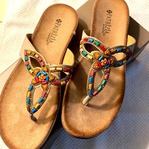 Brand new multi colored beaded sandals